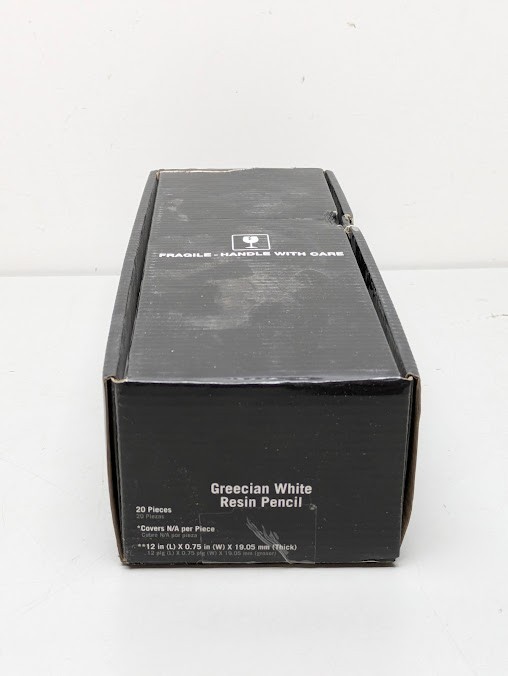 Greecian White Pencil Molding 0.75 in. x 1 in. Polished Resin Wall Tile-20/case