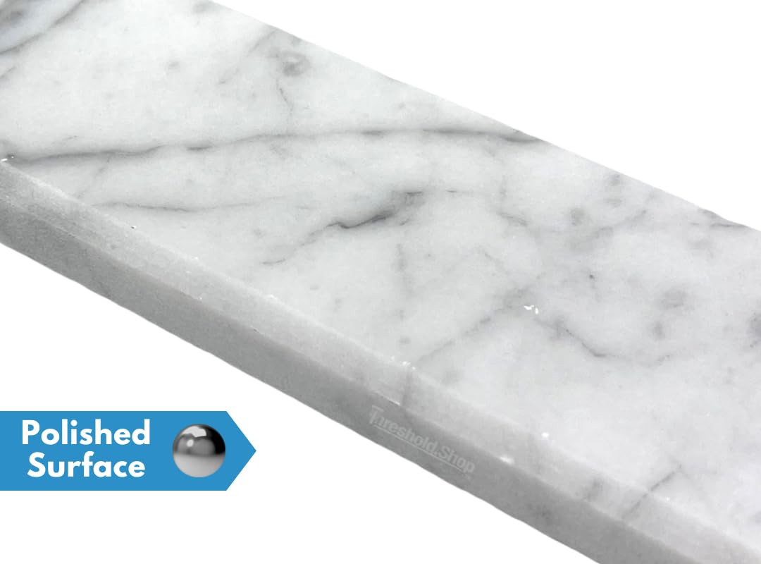 Double Beveled White Carrara Marble Threshold – 2 x 36 Inches for Floor Transiti