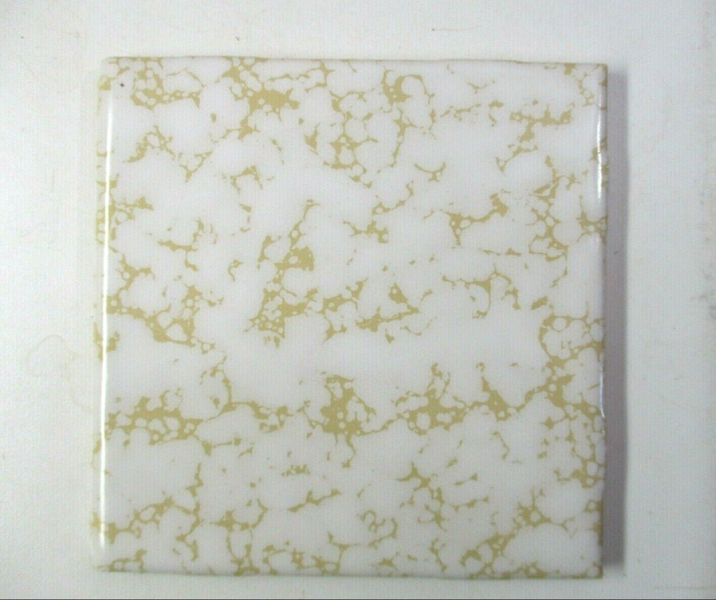 1 Wall Tile CGSC USA Ceramic 4-1/4 Bullnose Mustard Yellow Dapple Beige Wrinkled