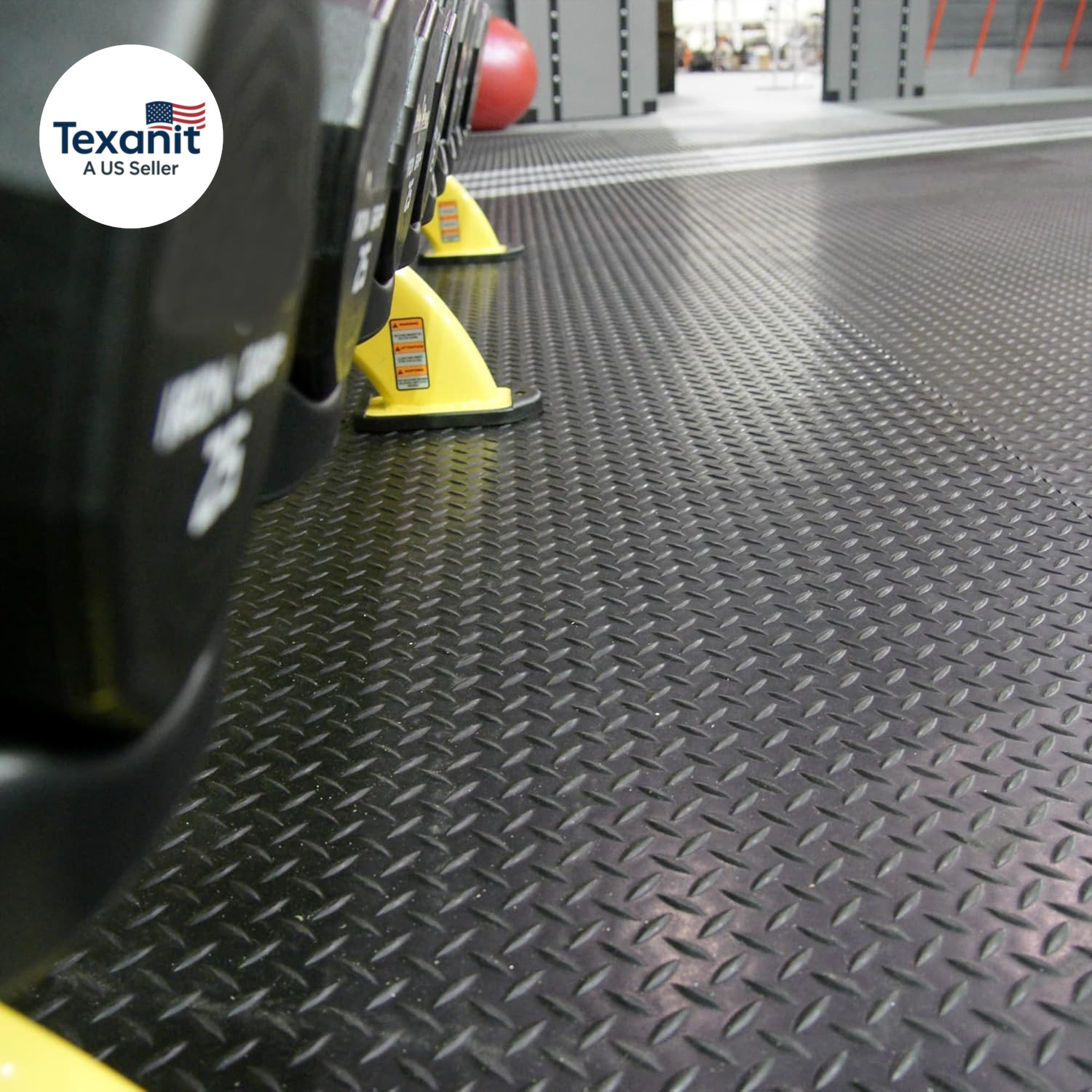 Heavy Duty Diamond-Plate Rubber Flooring Roll 4X6 FT, Multi-Purpose Waterproof A