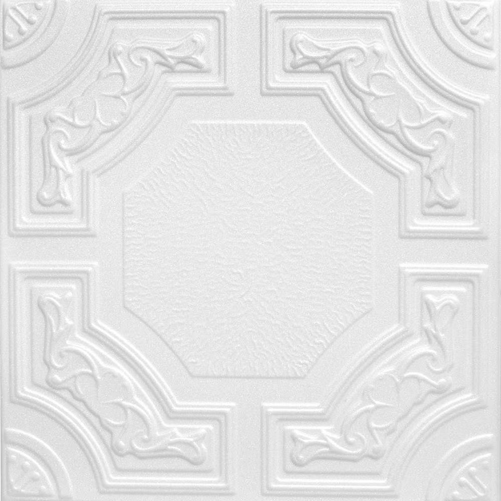 Evergreen 1.6 Ft. X 1.6 Ft. Glue up Foam Ceiling Tile in Plain White (21.6 Sq. F