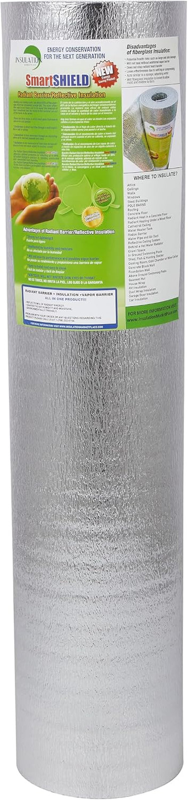 Smartshield -3Mm 48Inx25Ft Reflectiveinsulation Roll, Foam Core Radiant Barrier,