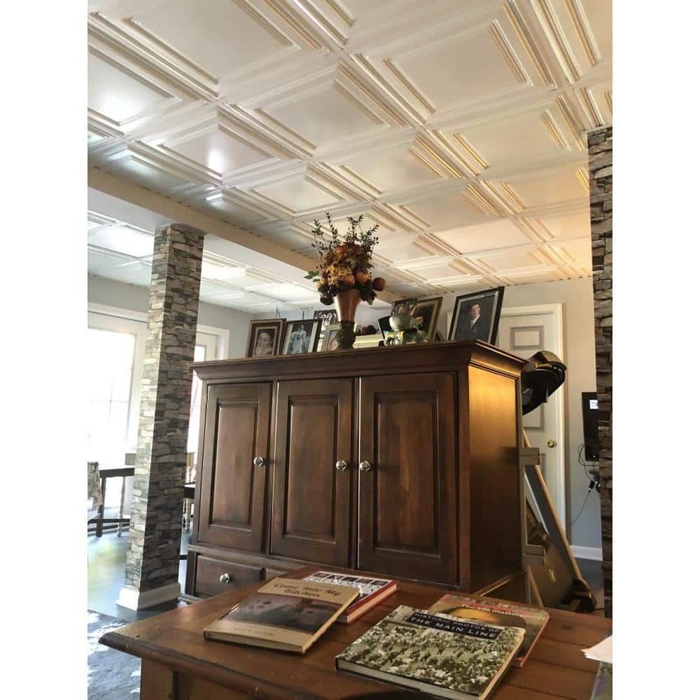 Economy PVC Lay In Ceiling Tile Pack 2 X 4 Feet 80 Square Ft Per Box White