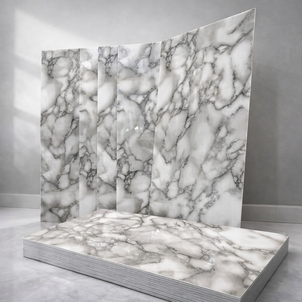 20 Pack Marble Peel & Stick Wall Tiles 12×24 Gloss Waterproof Kitchen Backsplash