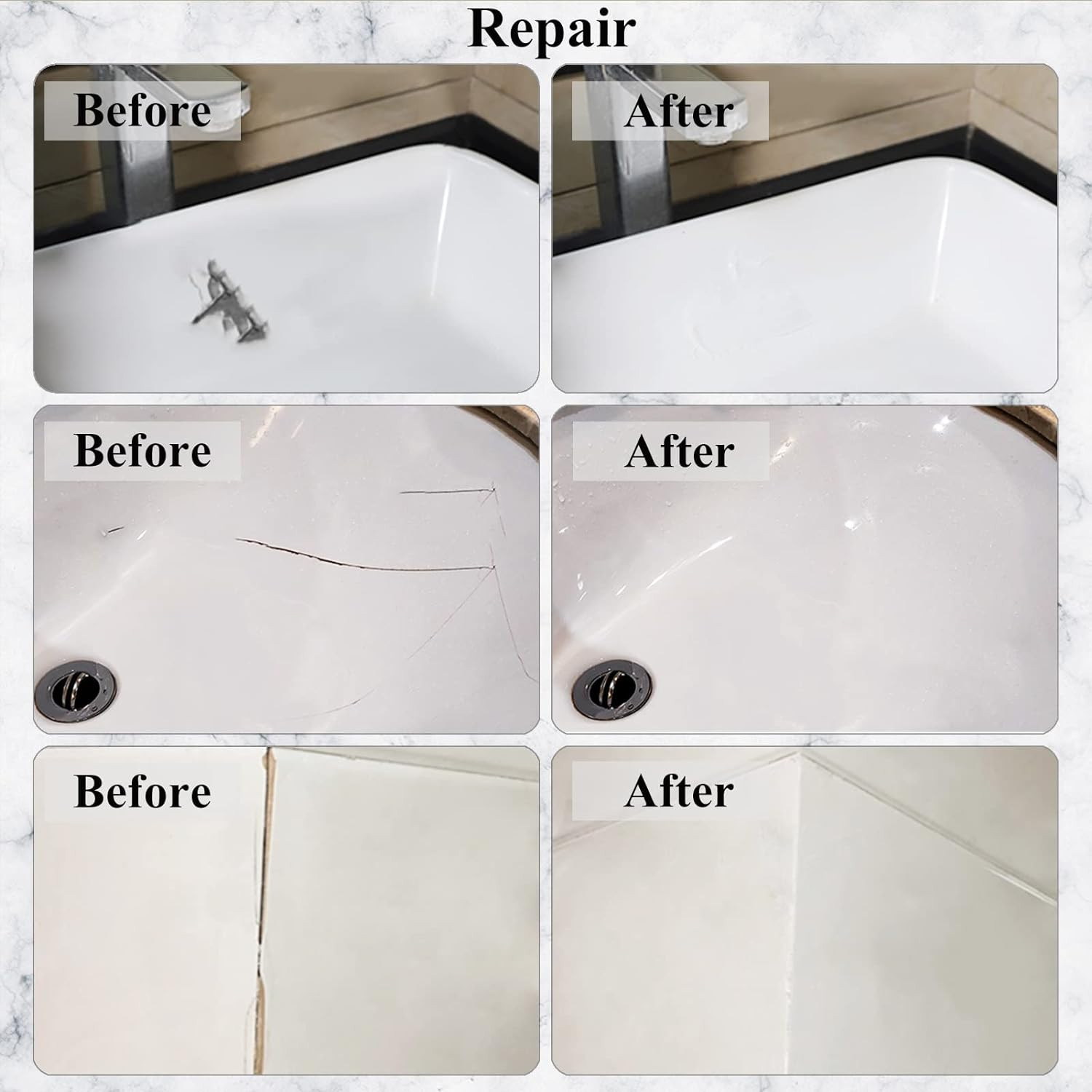 Tub, Tile and Shower Repair Kit (Color Match), Hupeyna Porcelain Repair Kit, Bat