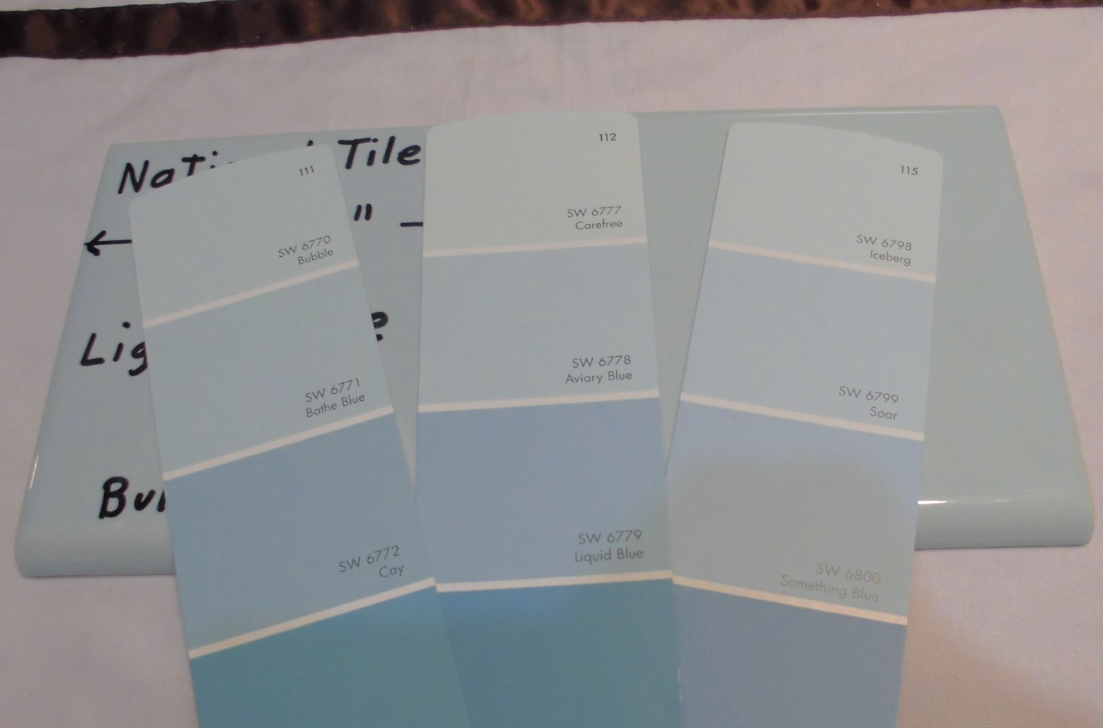 1 pc. Vintage *Light Blue* 4-3/8″ Glossy Ceramic Bullnose by National Tile Co.