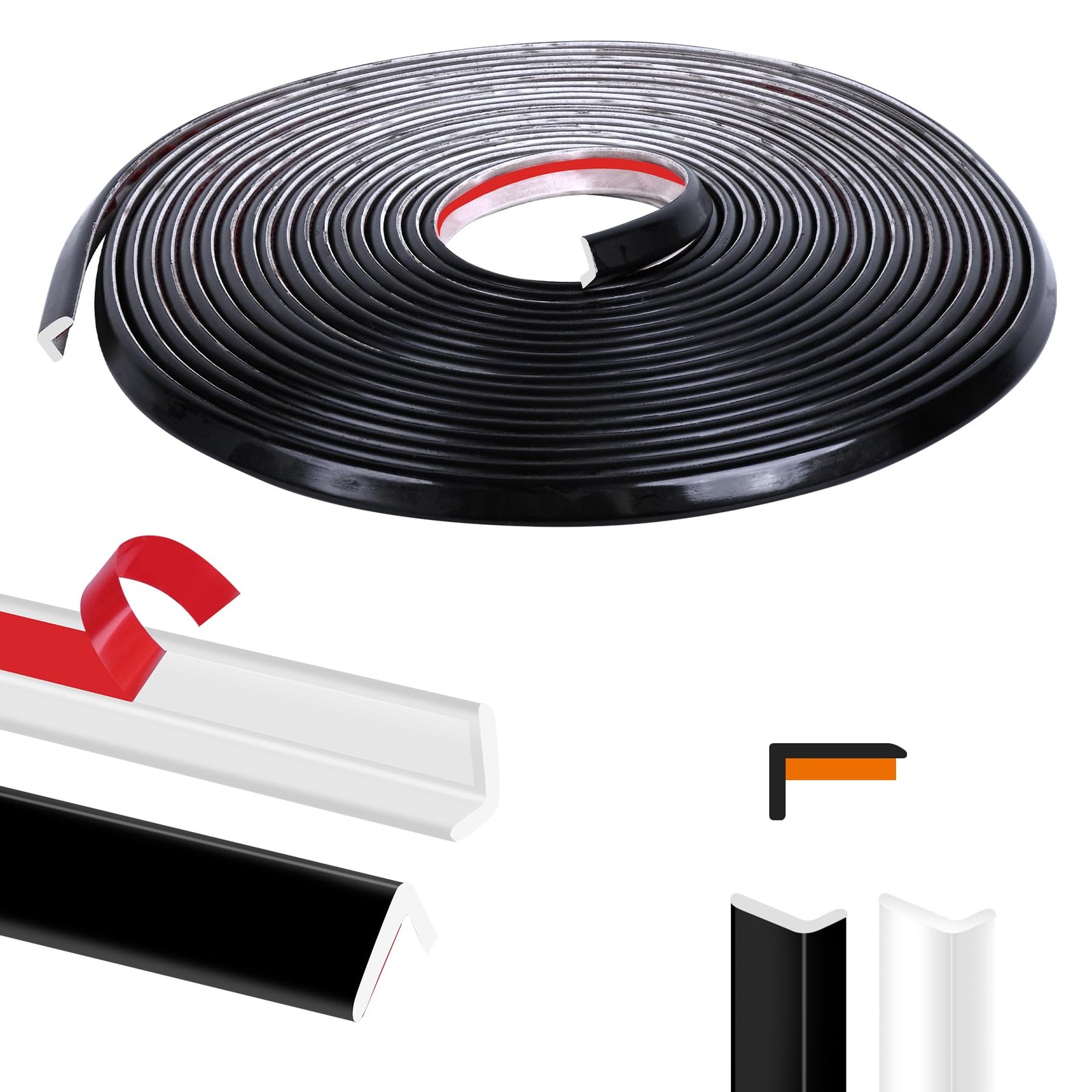 Tile Edge Trim 20Ft L-Shape Tile Outside Corner Molding Vinyl Trim 20Ft(Black)