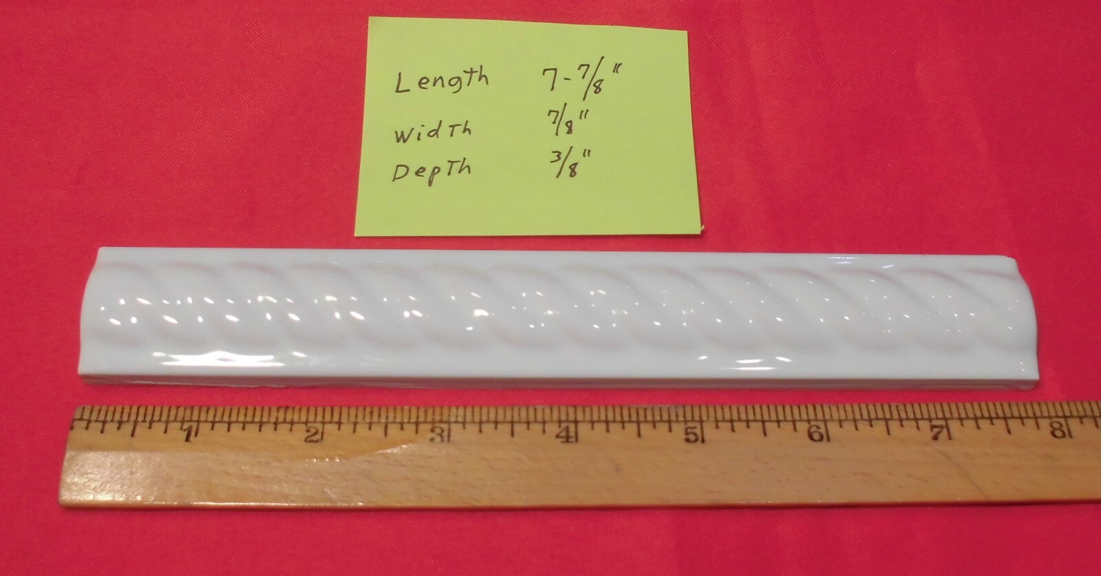 1 pc. Brilliant White: Glossy Ceramic Tile: Liner – Sizzle: 7-7/8″ X 7/8″ Rope