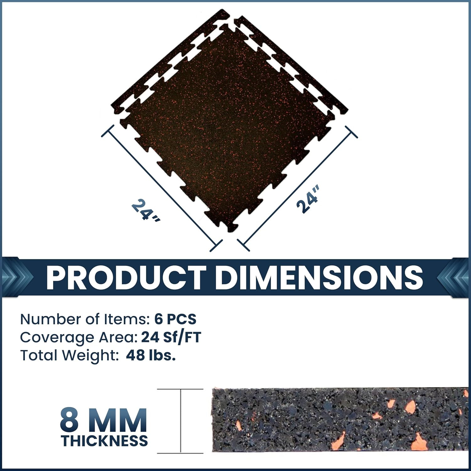 Eco-Lock 1/4″ Rubber Floor Tiles – Recycled Gym Flooring for Home & Garage