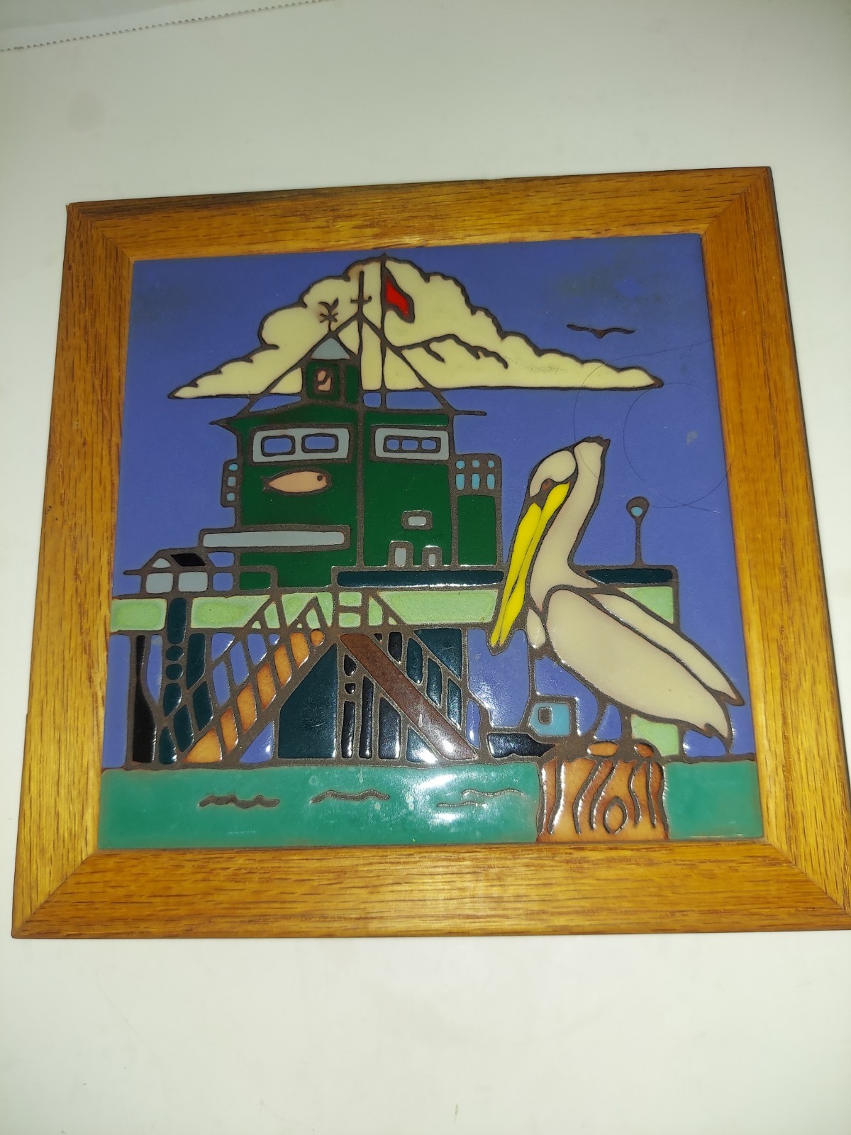 Ceramic Tile Catalina Pier & Pelican hot plate wall decor backsplash install