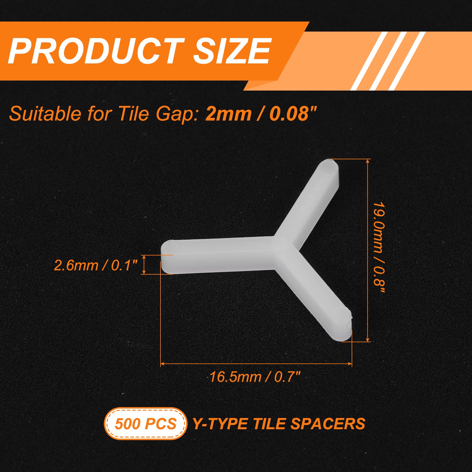 500Pcs 1/12″ 2mm Tile Spacers Y Type Plastic Spacers White