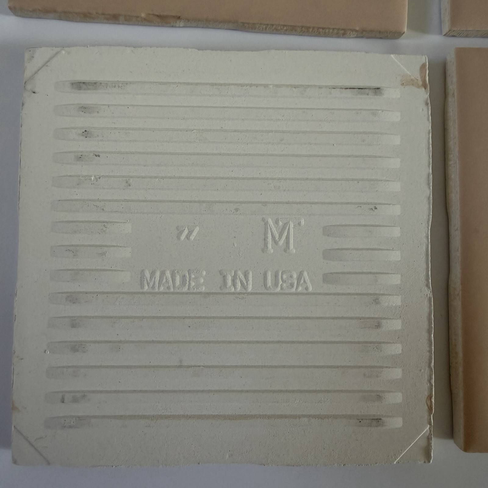 VTG 4 Pieces Peach Bluff: 4-1/4″ Bumpy Matte Ceramic Tile by Monarch Co. READ