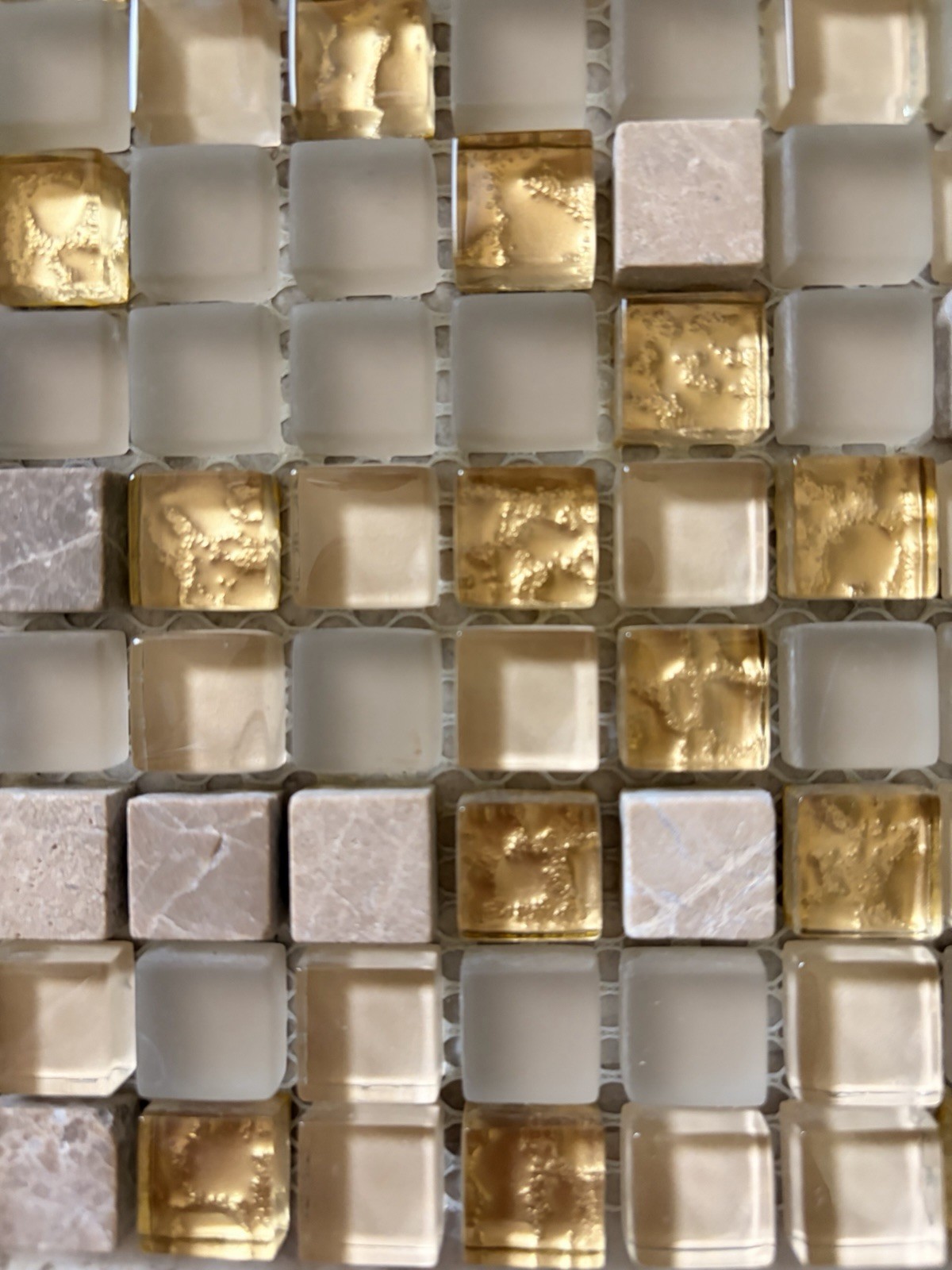 Crystal Stone Glass/Natural Stone Mosaic Tile Sheet Gold Gray 30x30cm
