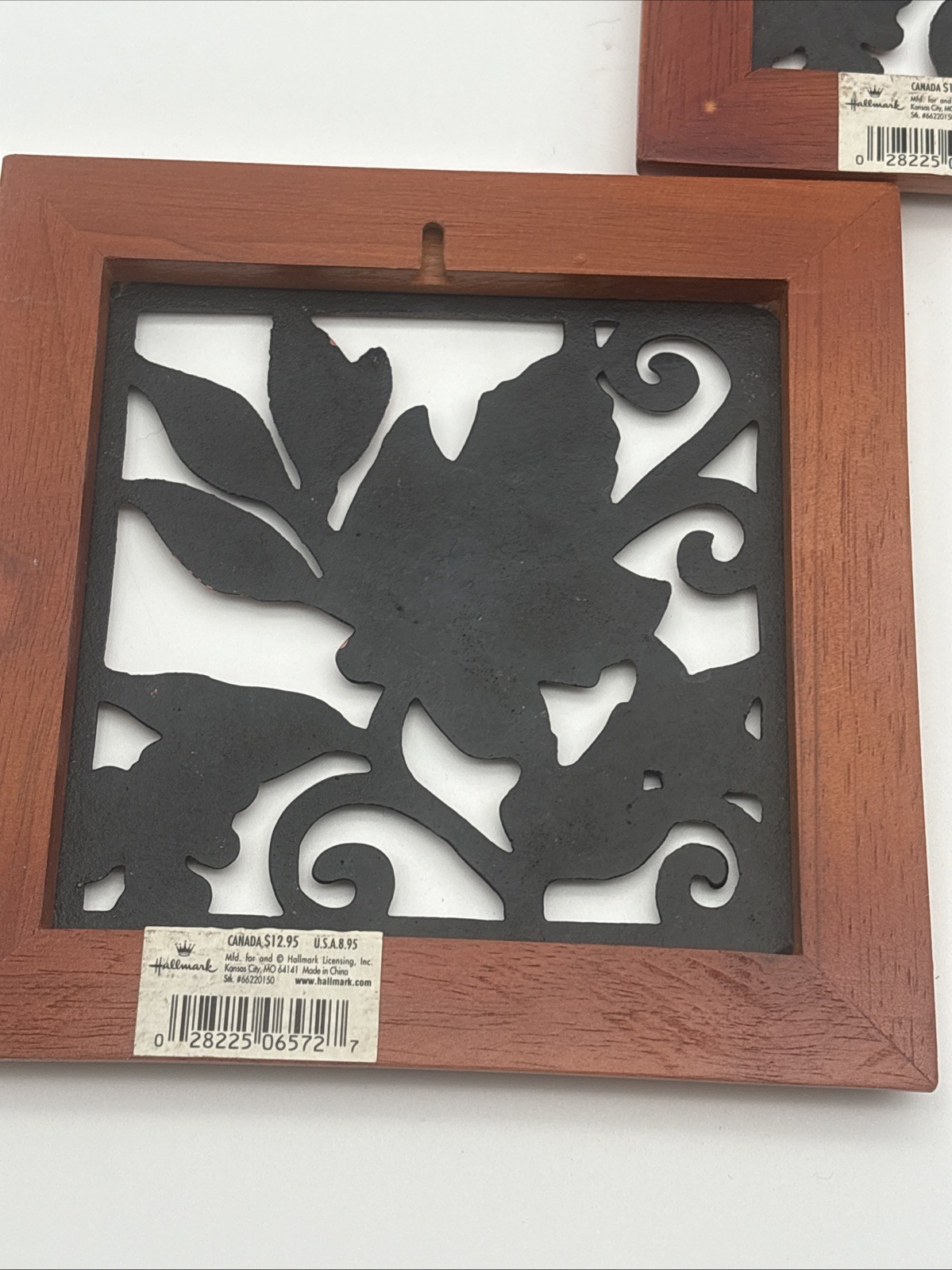2 Cast Iron Copper Plated MAPLE LEAF Wall Decor/ Trivet 7″x7″