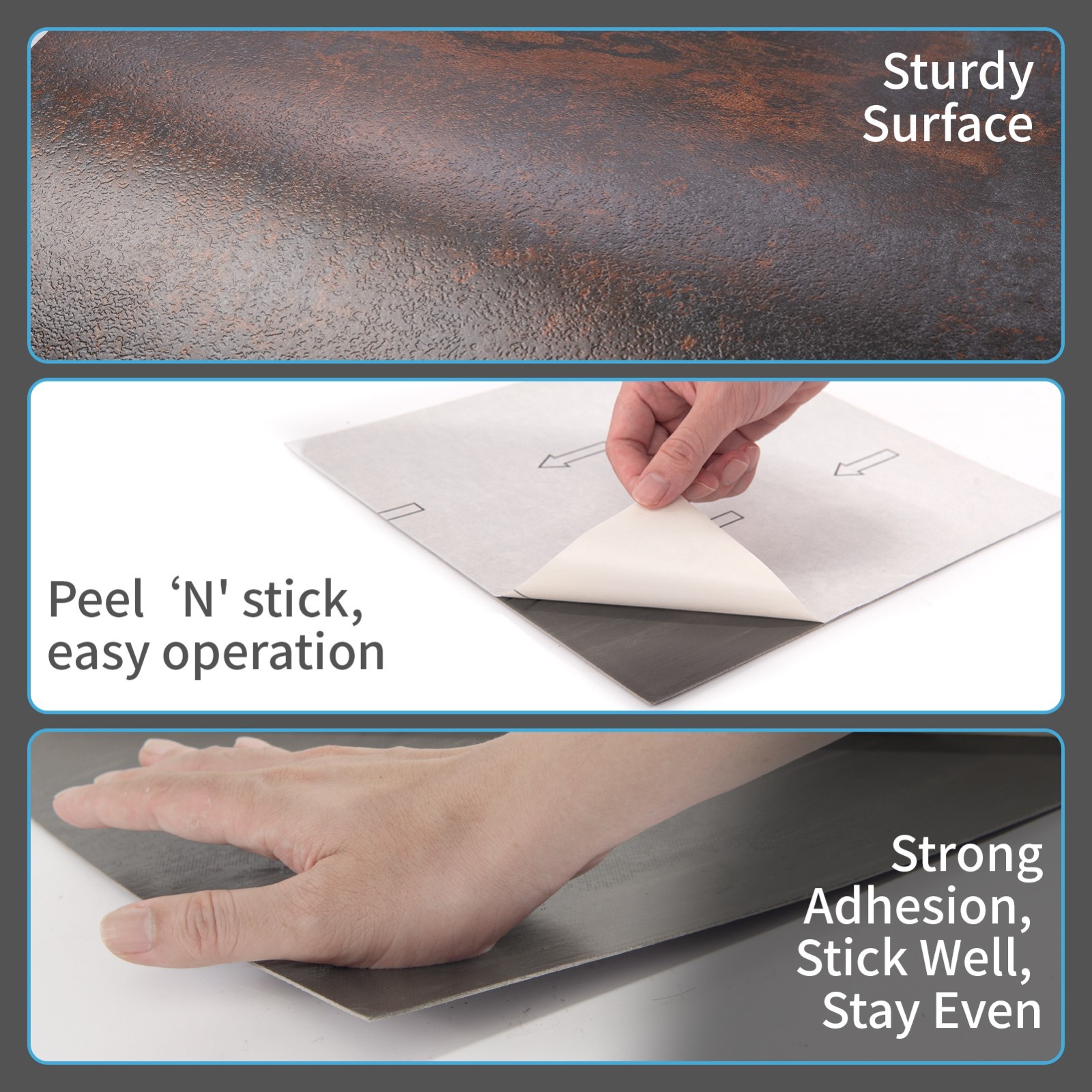 30-Pack Peel & Stick Vinyl Floor Tiles,12 x 12in Covers 30 Sq.ft – Rust Granite