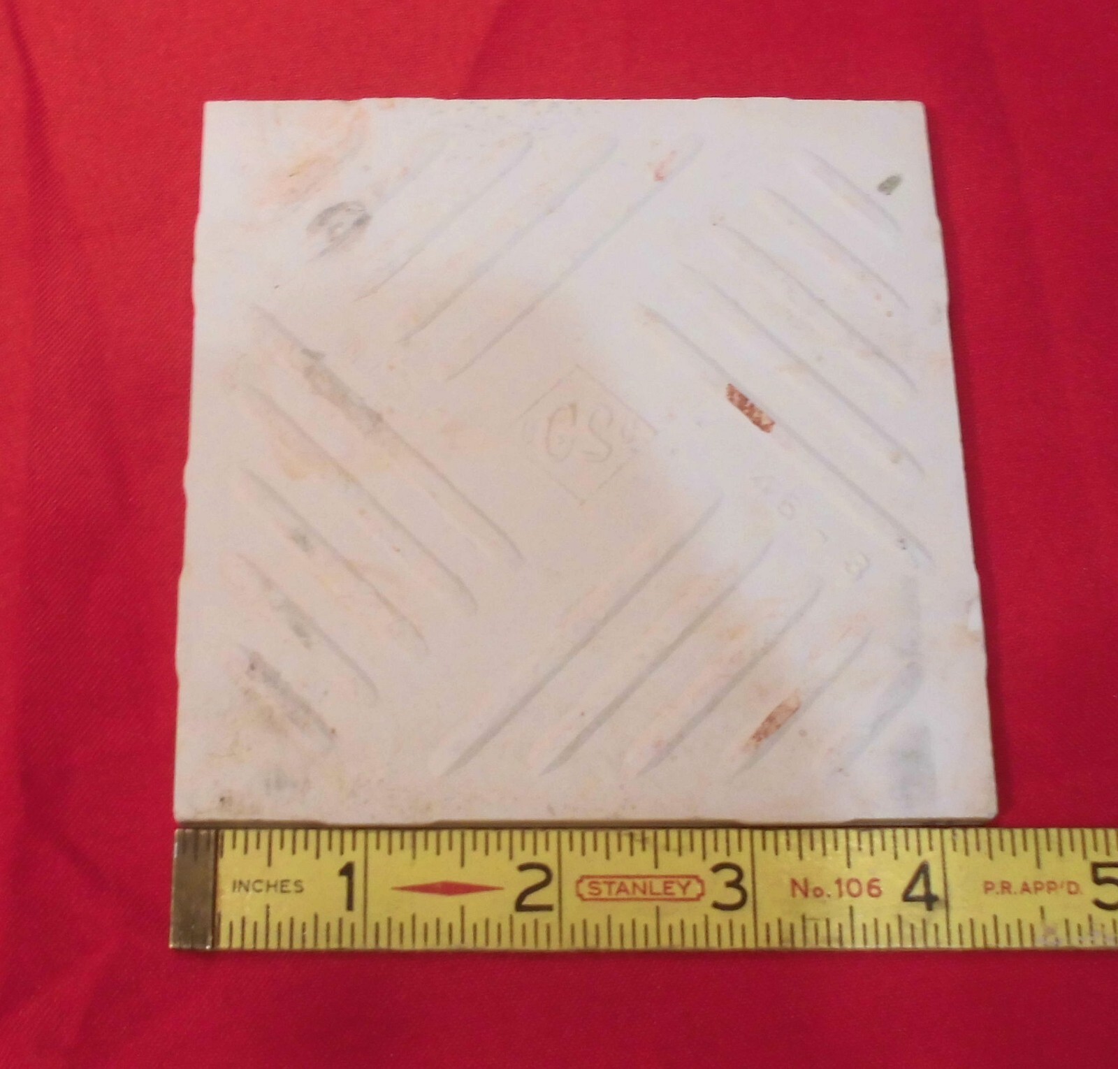 1 pc. *Pearl White* Ceramic Tile by Romany Co. 4-1/4″ Crystall Glaze, New