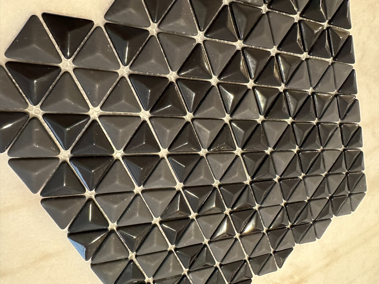 Black Triangle Matte and Glossy Mixed Mosaic Glass