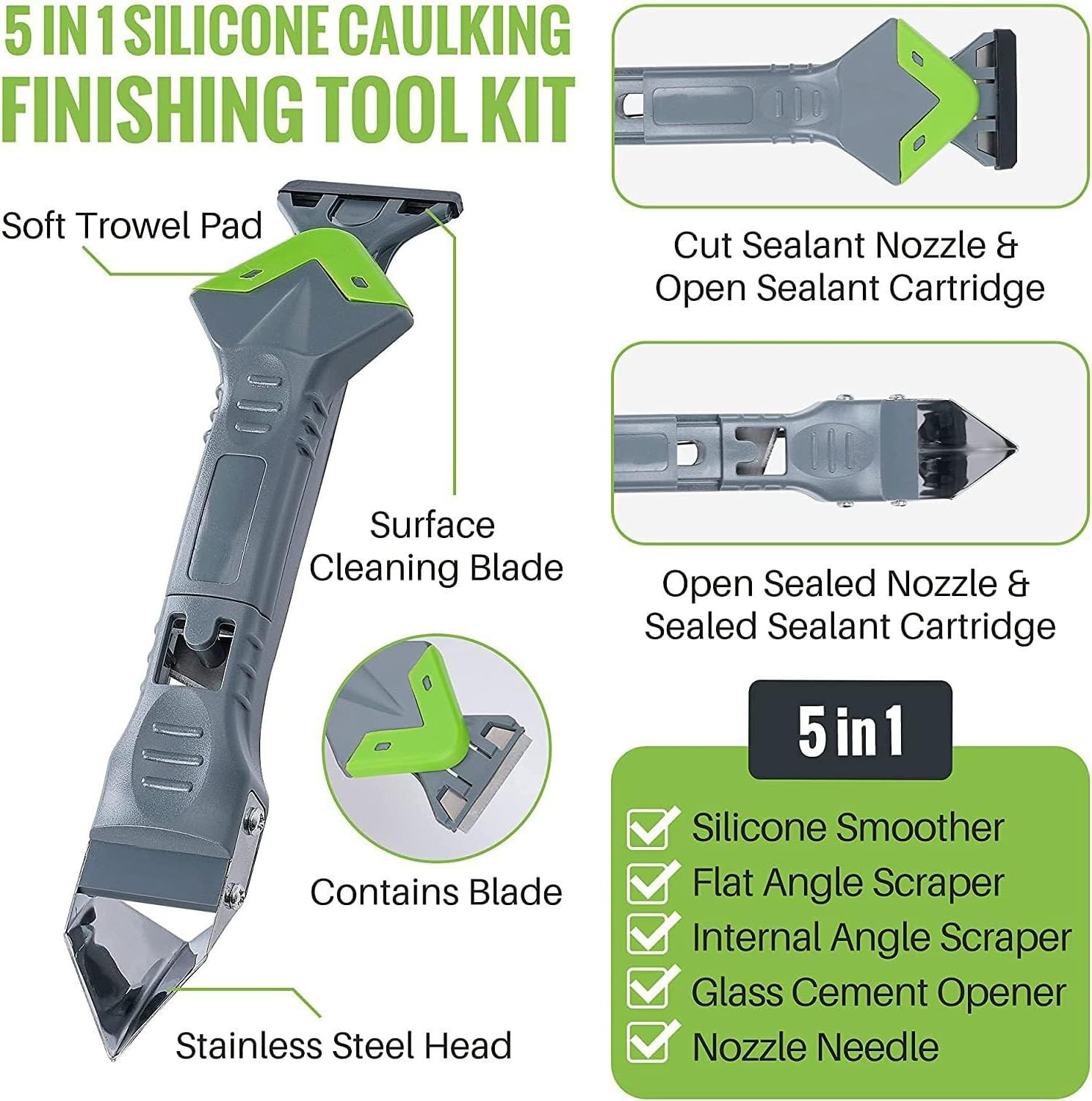 9 in 1Caulk Smoothingand Grouting Tool, Silicone Remover，Sealant Trimming and Re