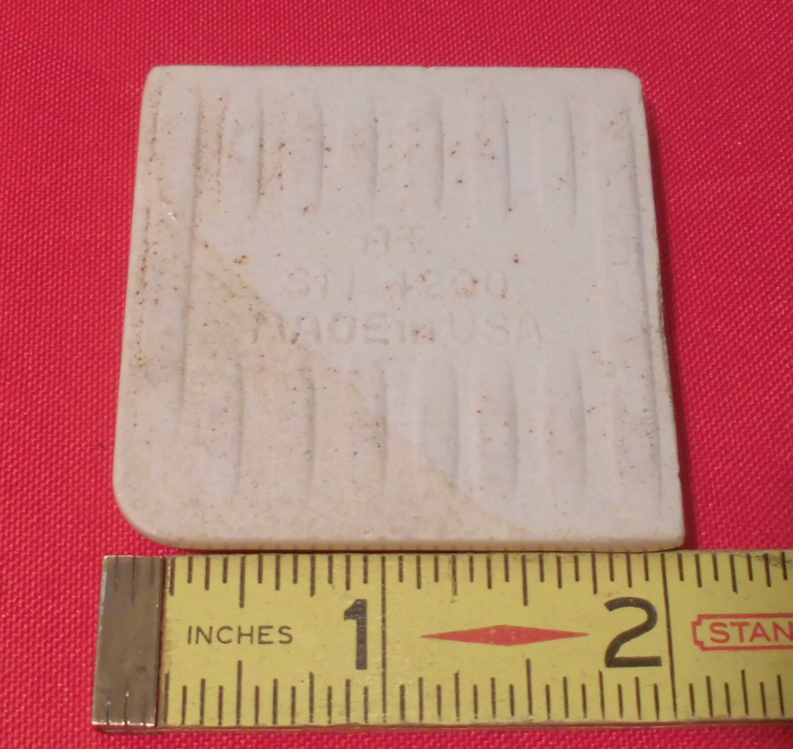 Oatmeal 2″ X 2″ X 5/16″ Ceramic Surface Bullnose Corner Tile; made 1940’s