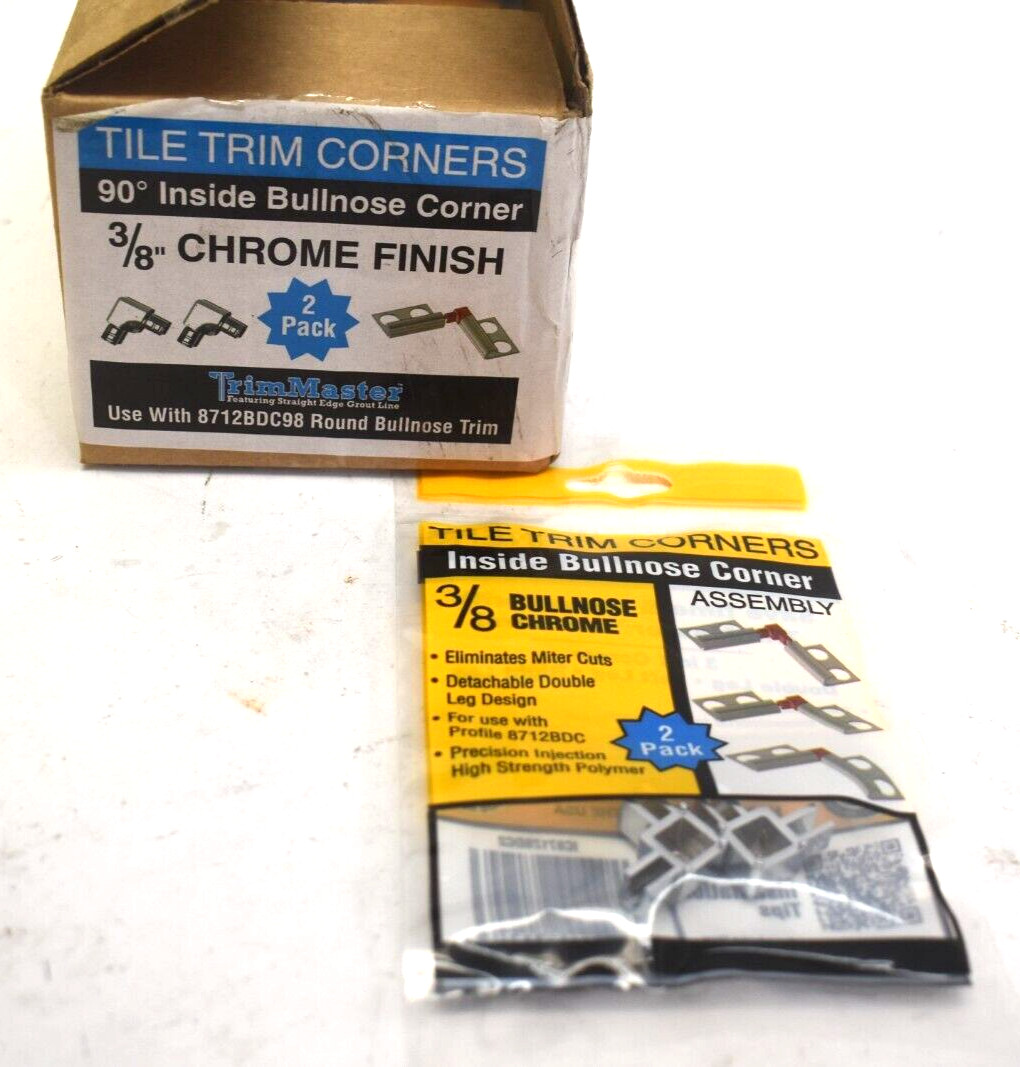Trim Master IC8712BW2 Tile Trim Corners Bullnose Inside 3/8″ Chrome Finish x 20