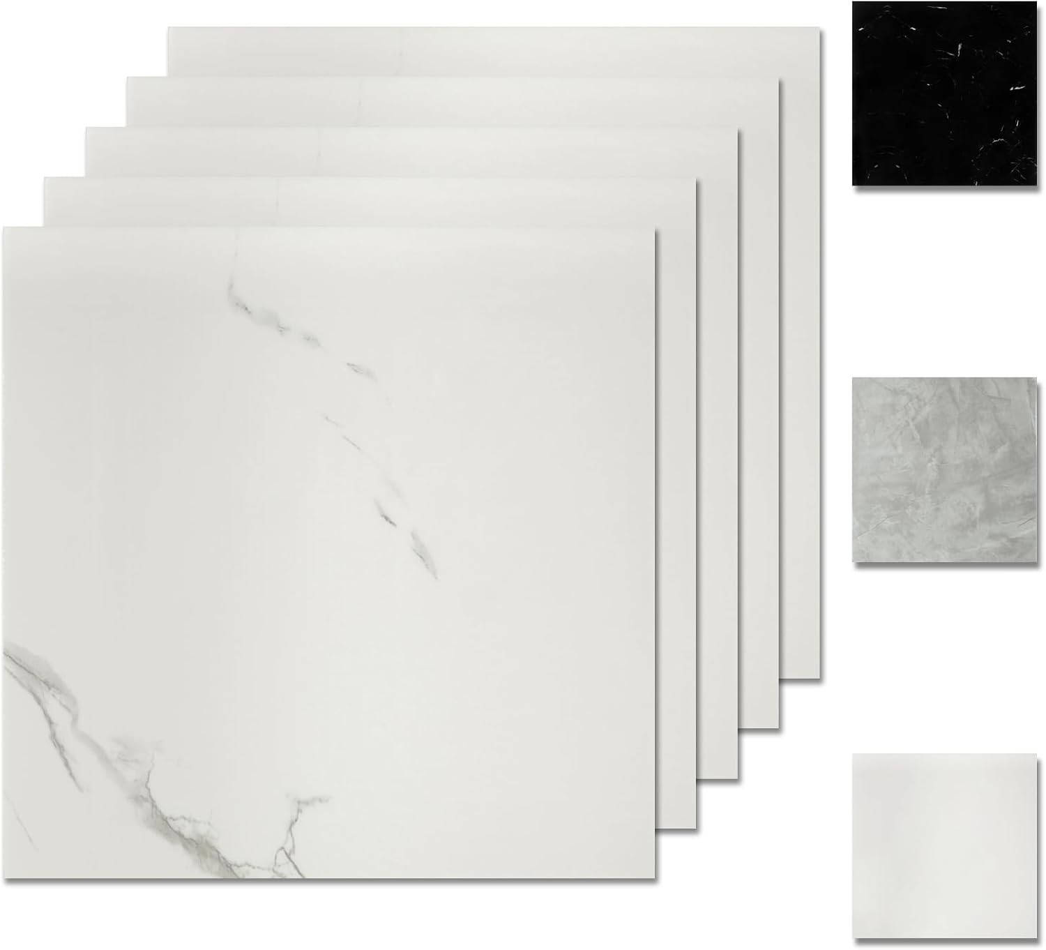 Easy to Install Glossy White Marble Backsplash – Peel and Stick 12×12 Tiles