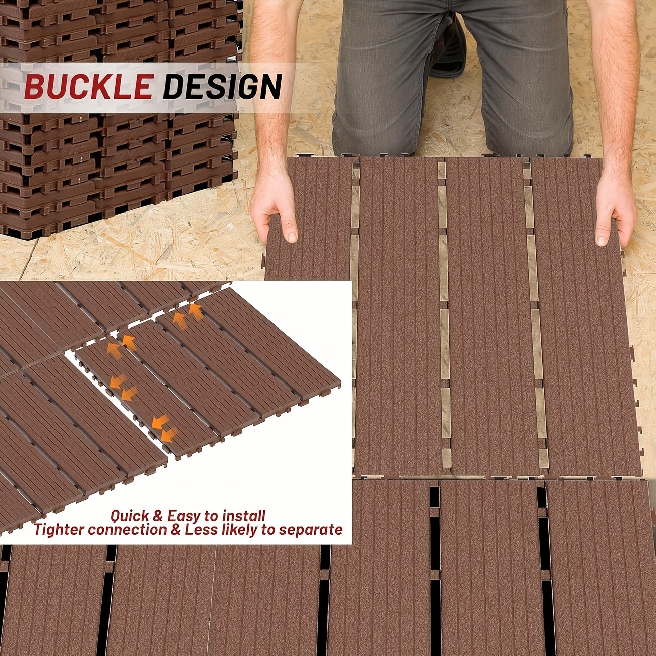 Interlocking Deck Tiles – 44 Packs of 12″ X 12″ Terrace Tiles