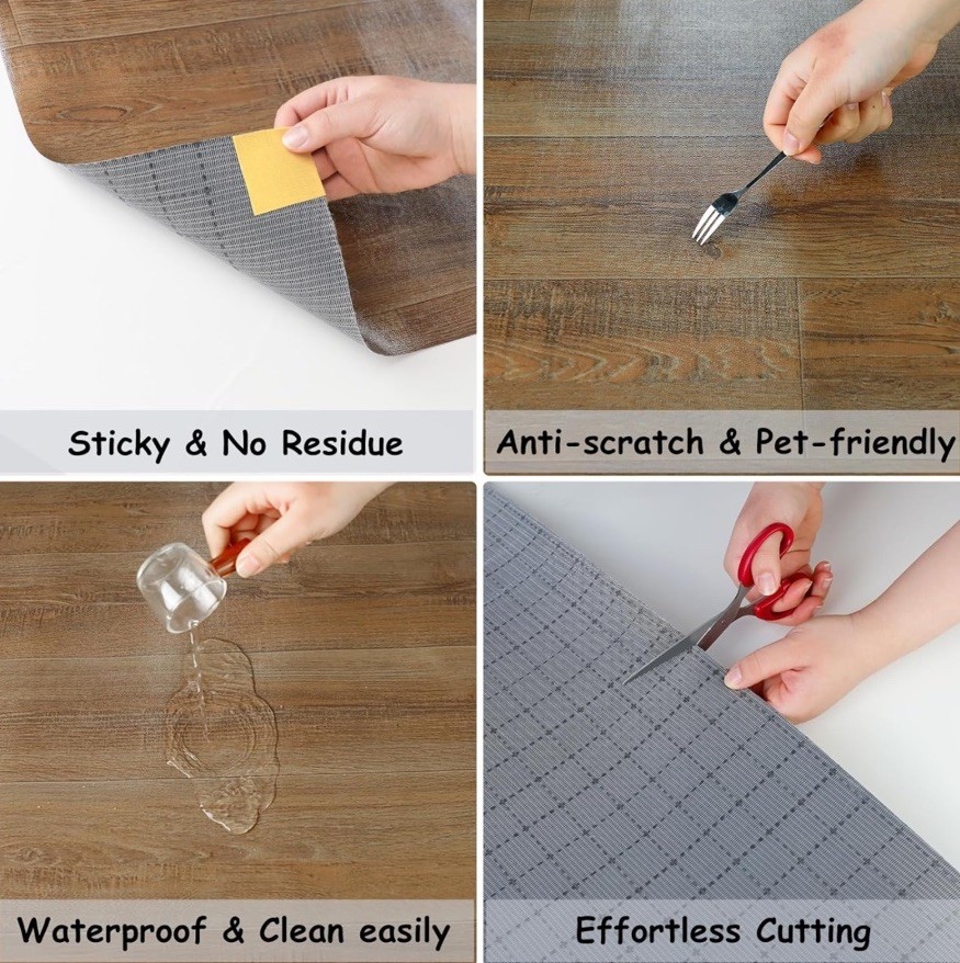 Freshtour Vinyl (PET) Flooring Roll 107.6 Sq.ft (39.3″ x 393.7″) Natural Oak