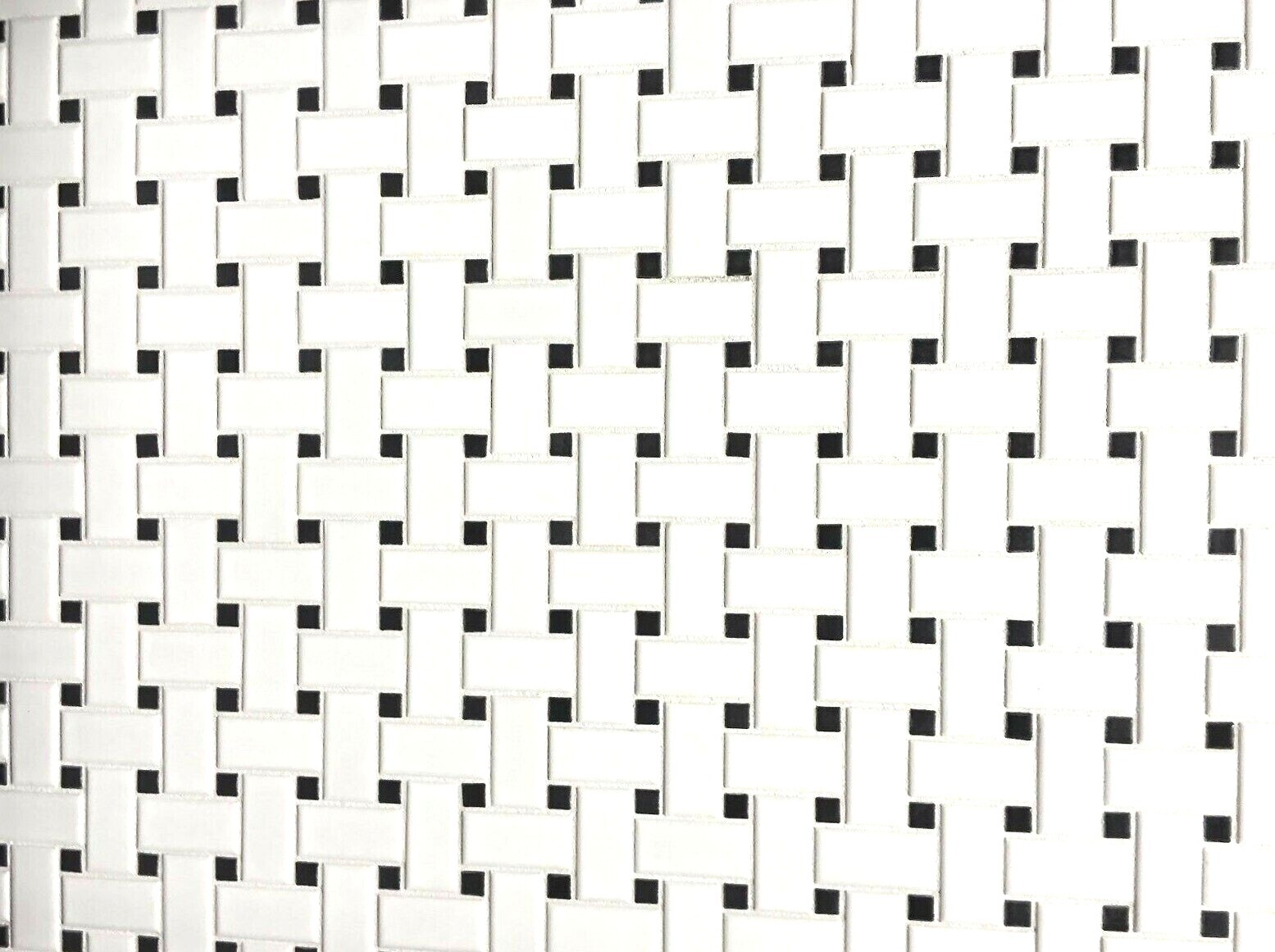 White and Black Basket Weave Porcelain Mosaic, Floor Wall ONE BOX (10 PCS) Bath