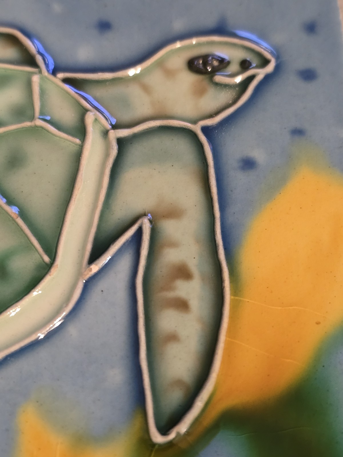 Sea Turtle Ceramic Tile Handpainted Tropical Sealife Beach 4” X 4” Beach