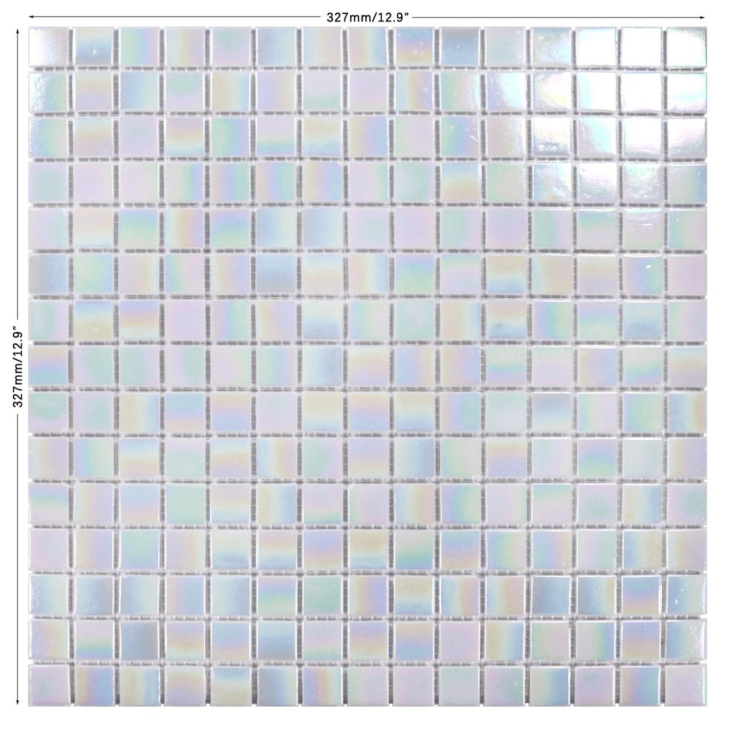 11.5sq.ft Iridescent White Glass Mosaic Tile for Bathroom, Pool, Backsplash |…