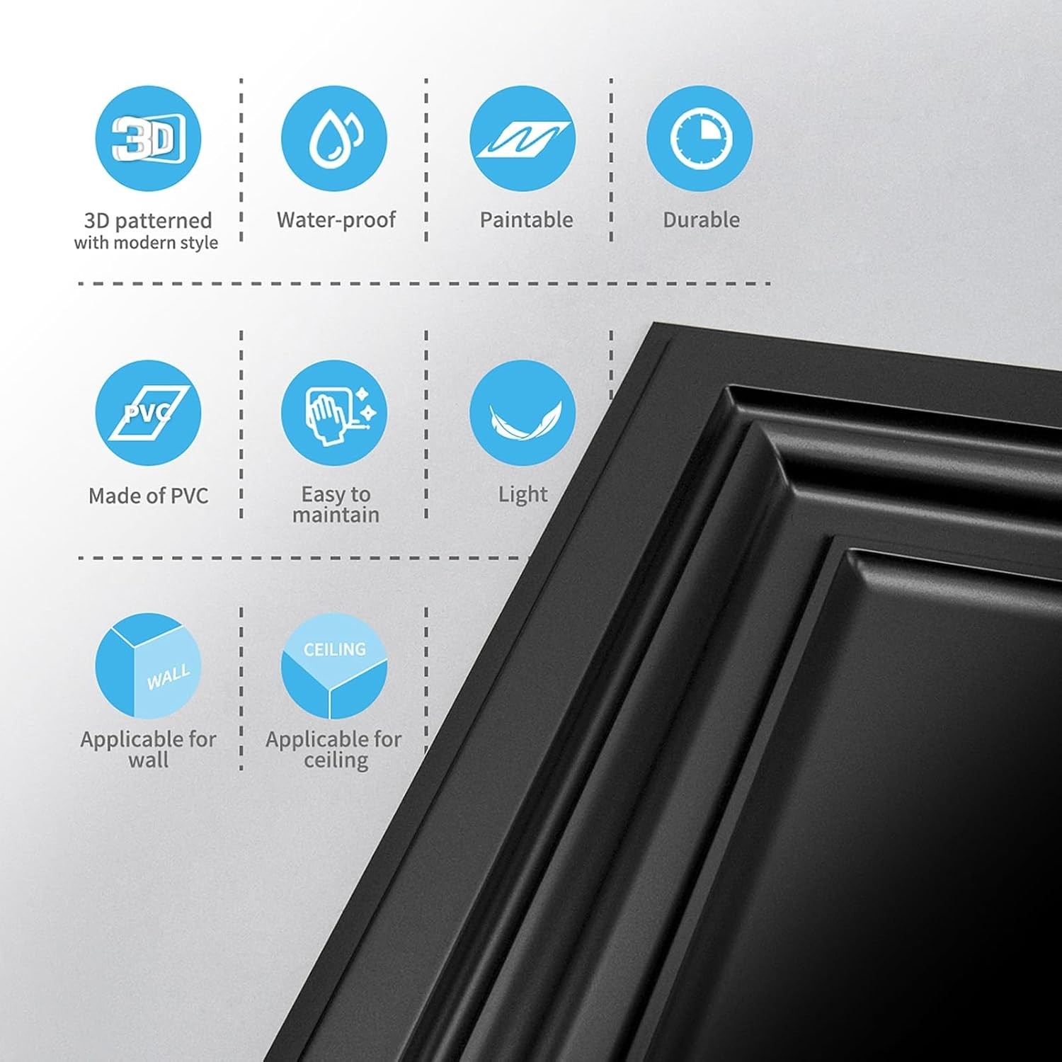 Water Resistant PVC Tiles – 24-Pack 2×2 ft – Black
