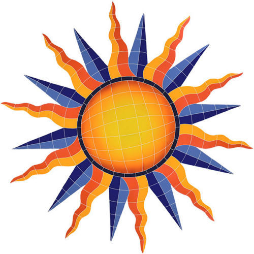 Sun Medallion Mosaic Tile for Swimming Pool Bath Shower Wall Patio Deck Walk Art