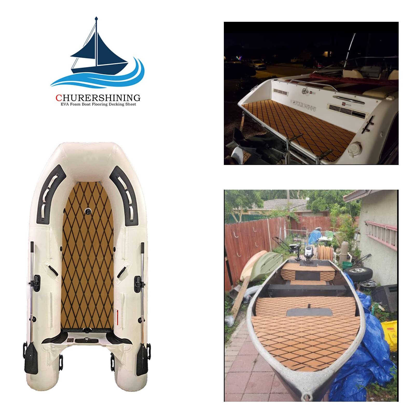 Boat Flooring Mat EVA Foam Boat Decking Marine Carpet Faux Teak Sea Decking S…
