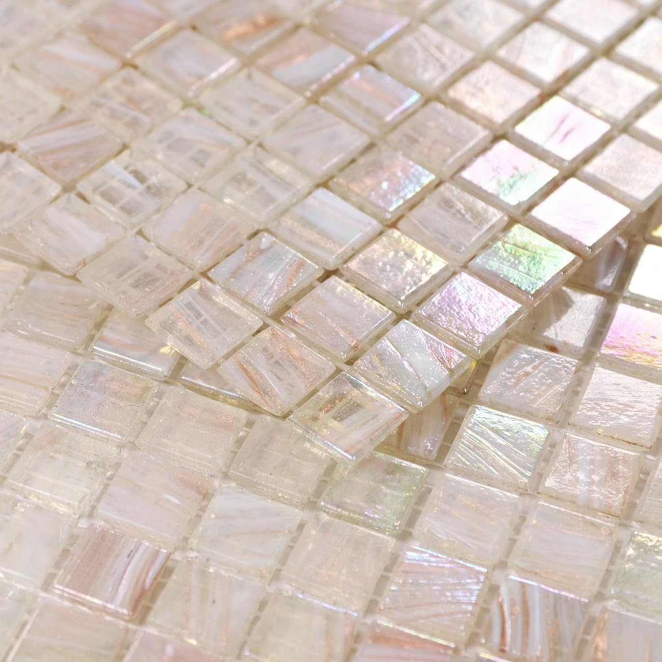 Translucent Iridescent Glass Mosaic Tile – 5.75 Sq.Ft for Backsplash & Pools