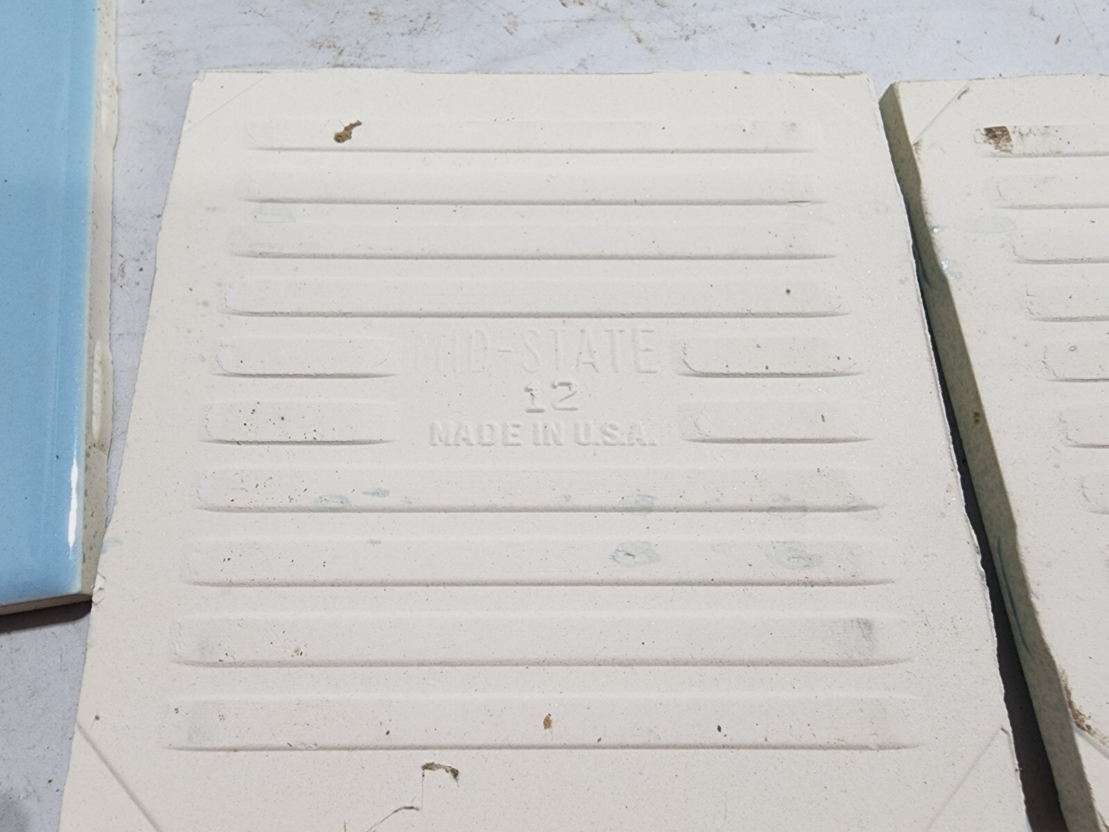 Lot of 4- Vintage Mid-State 4″ x 4″ Ceramic Tile Denim Blue
