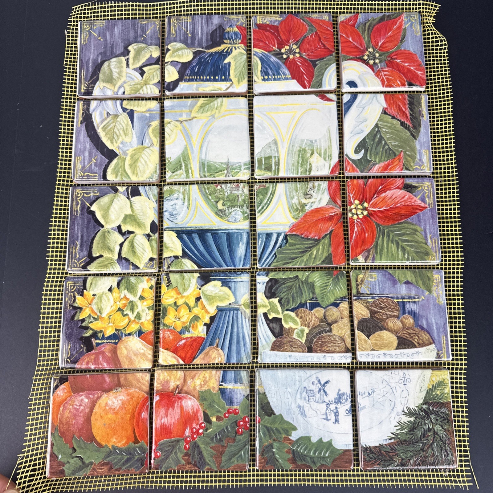 16×20″ 20pc 3.75″ Ceramic Terra Cotta Tile Mosaic Mural Fruit Urn Nut Backsplash