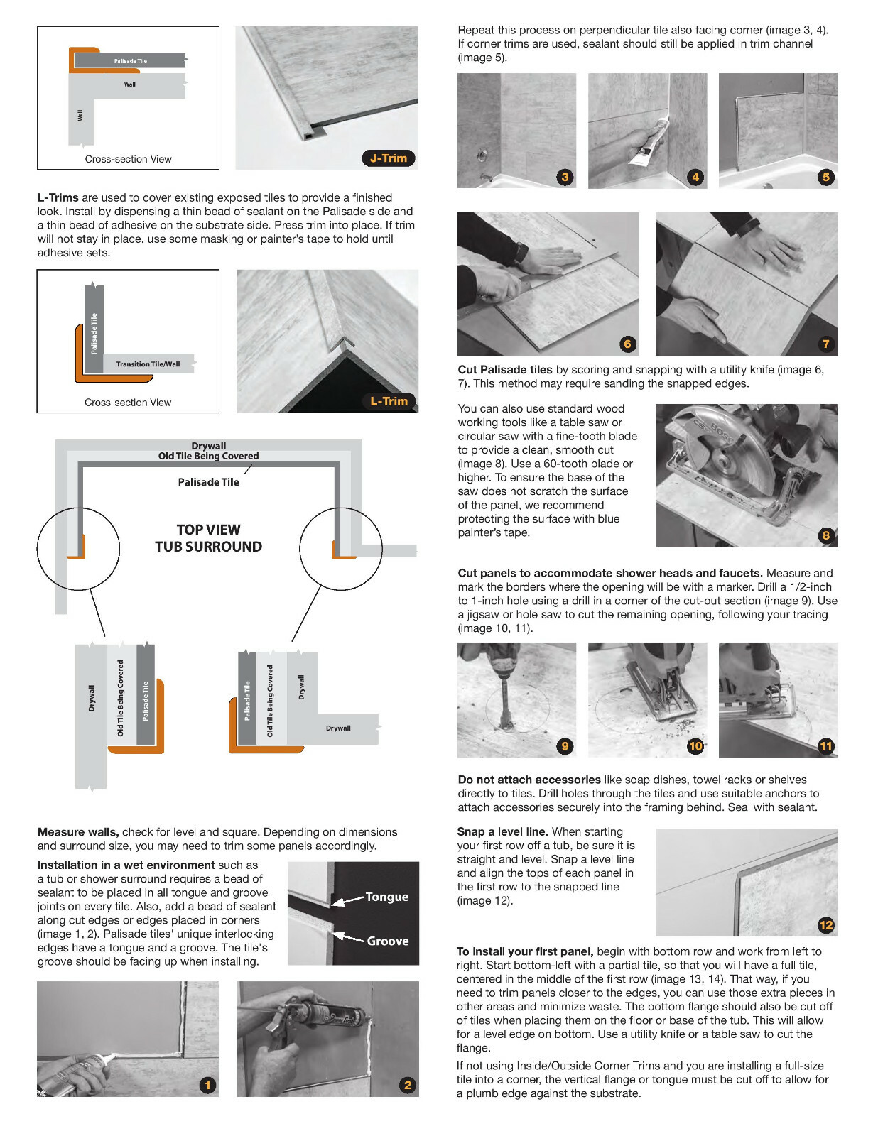 Palisade 25.6 in. x 14.8 in. Tile Shower and Tub Surround Kit