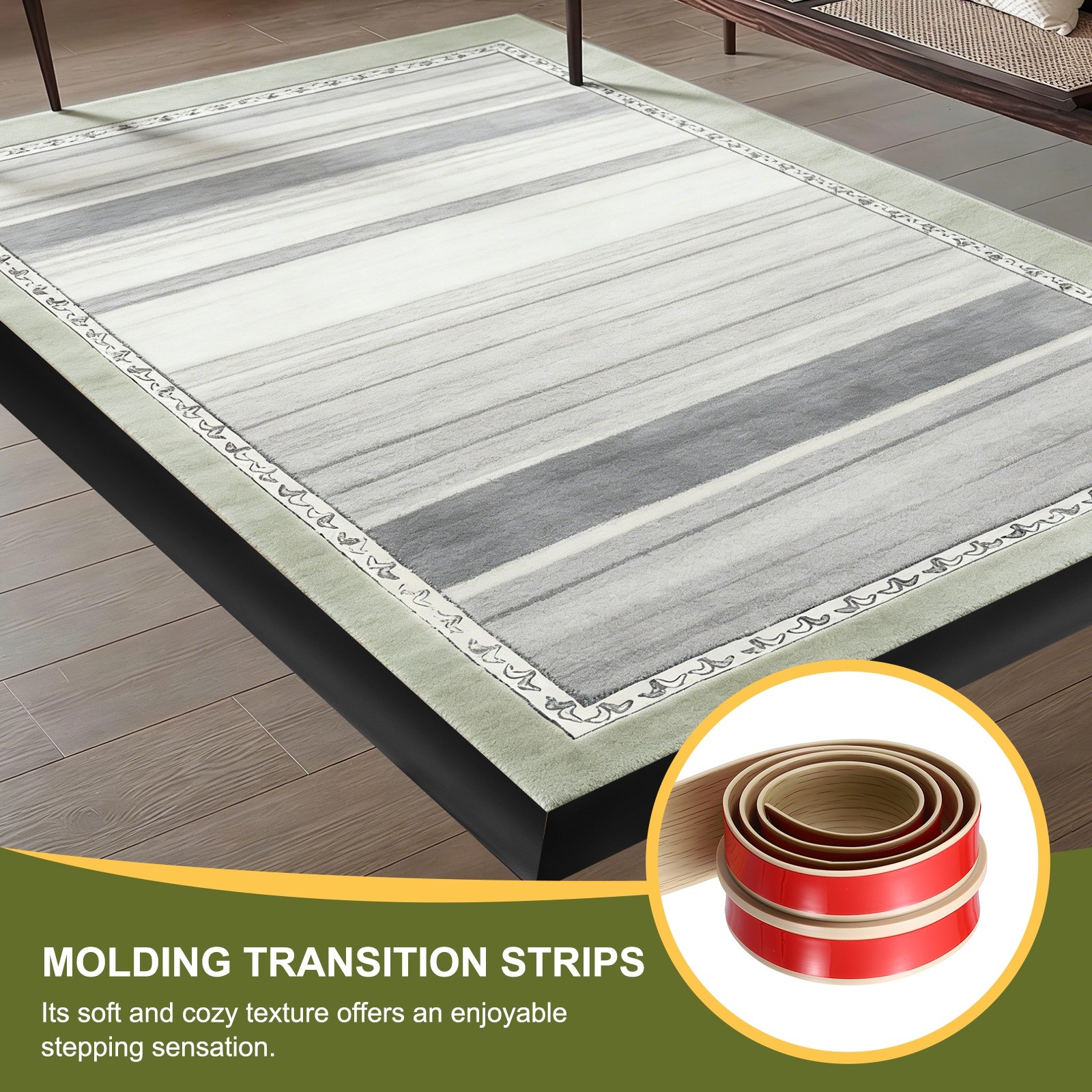 Floor Transition Strip, 3.2FTx1.97″x0.31″ T-Shaped Strips, Light Beige
