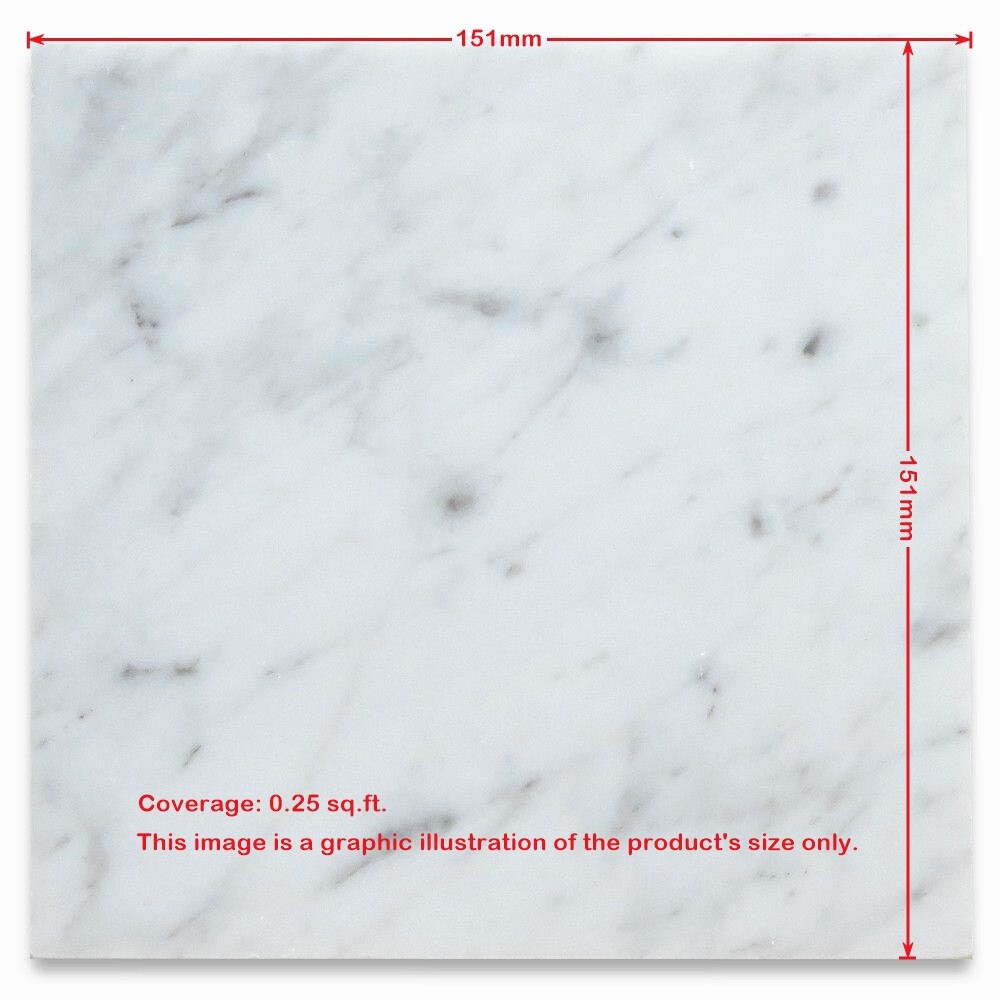 C42P 6×6 Carrara Tile Venato Bianco White Marble Polished Wall & Floor