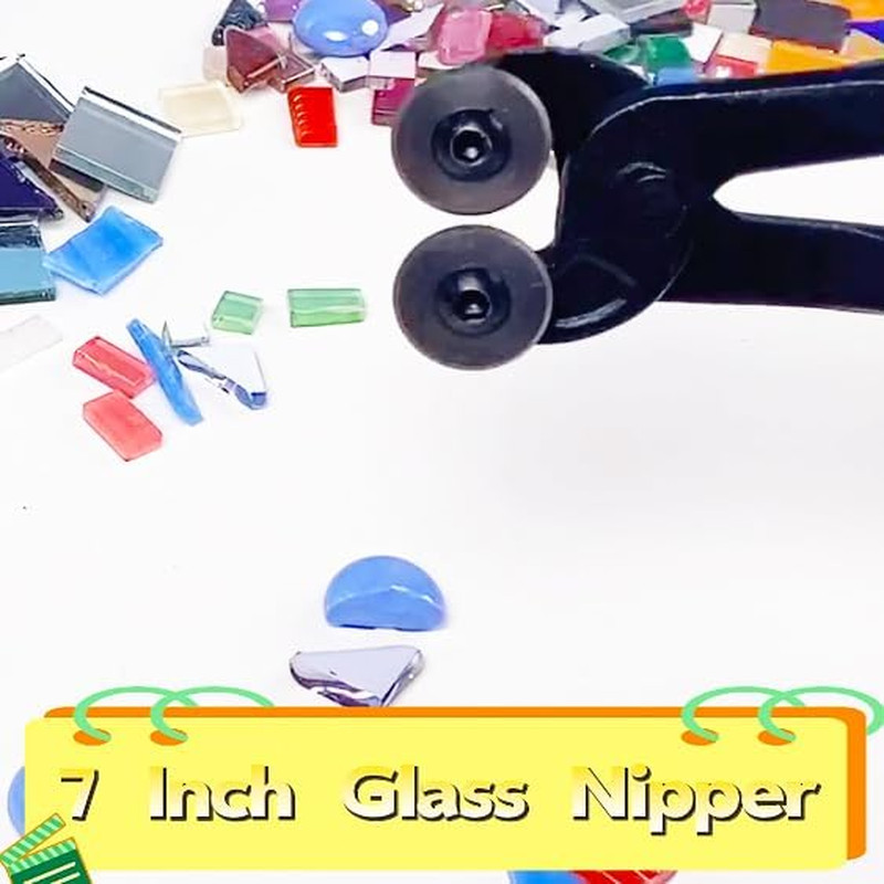 Glass Tile Nippers 7-Inch Heavy Duty Wheeled Mosaic & Ceramic Cutter Soft Grip