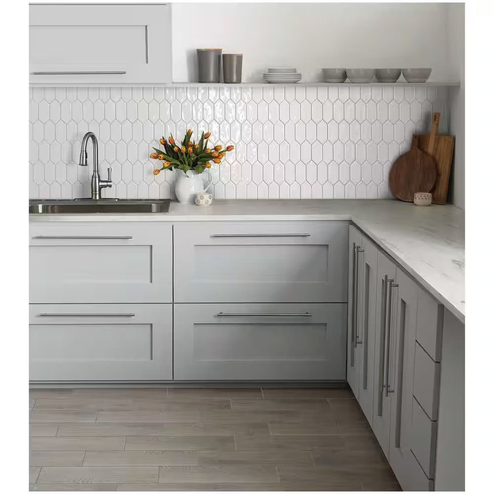 Luxecraft White 11 In. X 12 In. Glazed Ceramic Picket Mosaic Tile (8.76 Sq. Ft./