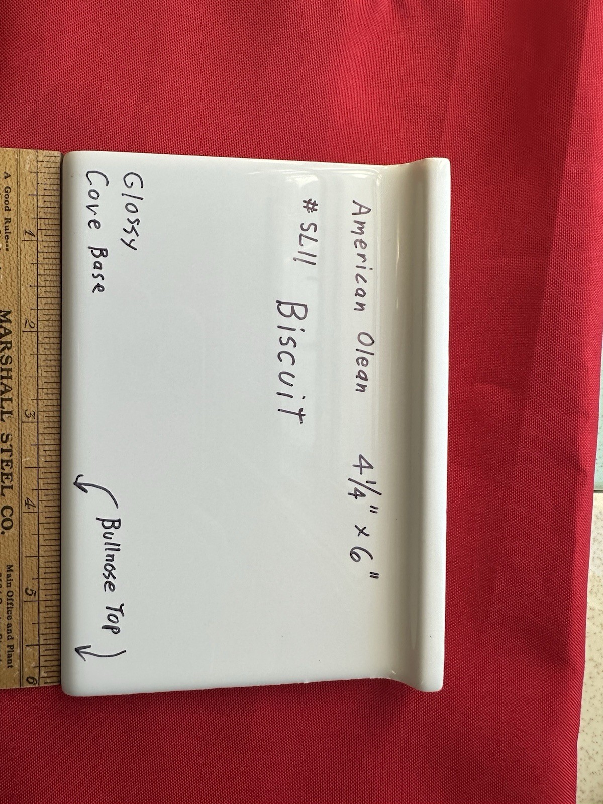 1 pc. #SL11 Biscuit: Glossy Bullnose Top cove/base Ceramic Tile: 4-1/4″ X 6″ NEW