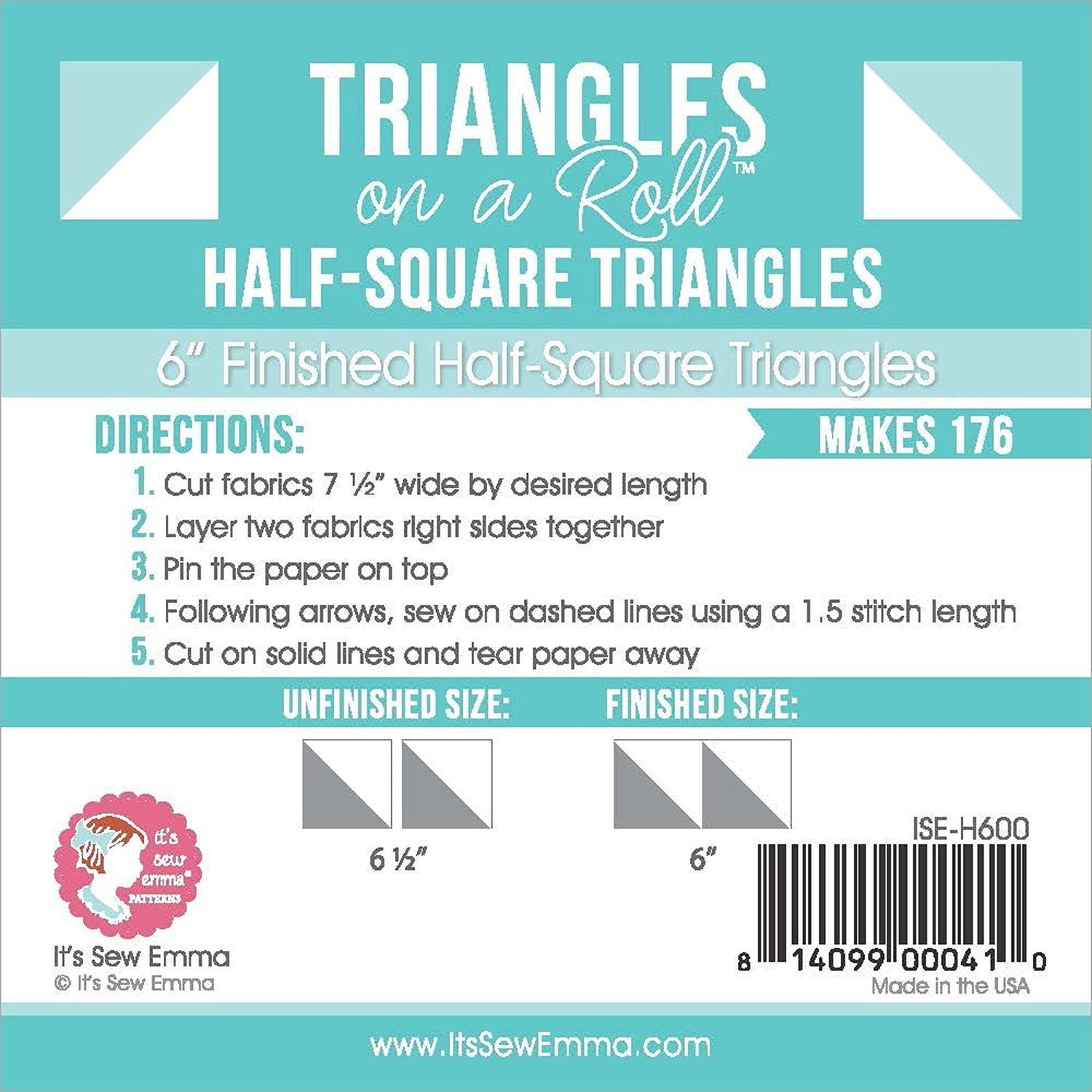 Triangles O na Roll 6in Half Square 50ft