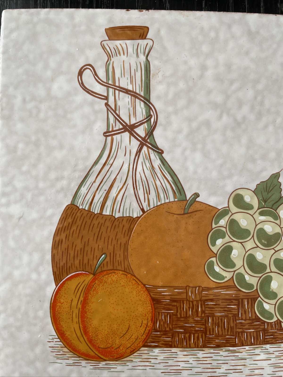 Wine Glass Bottle Grapes Decorative Wall Tile (1) Trivet Fruit Mexico Vitromex