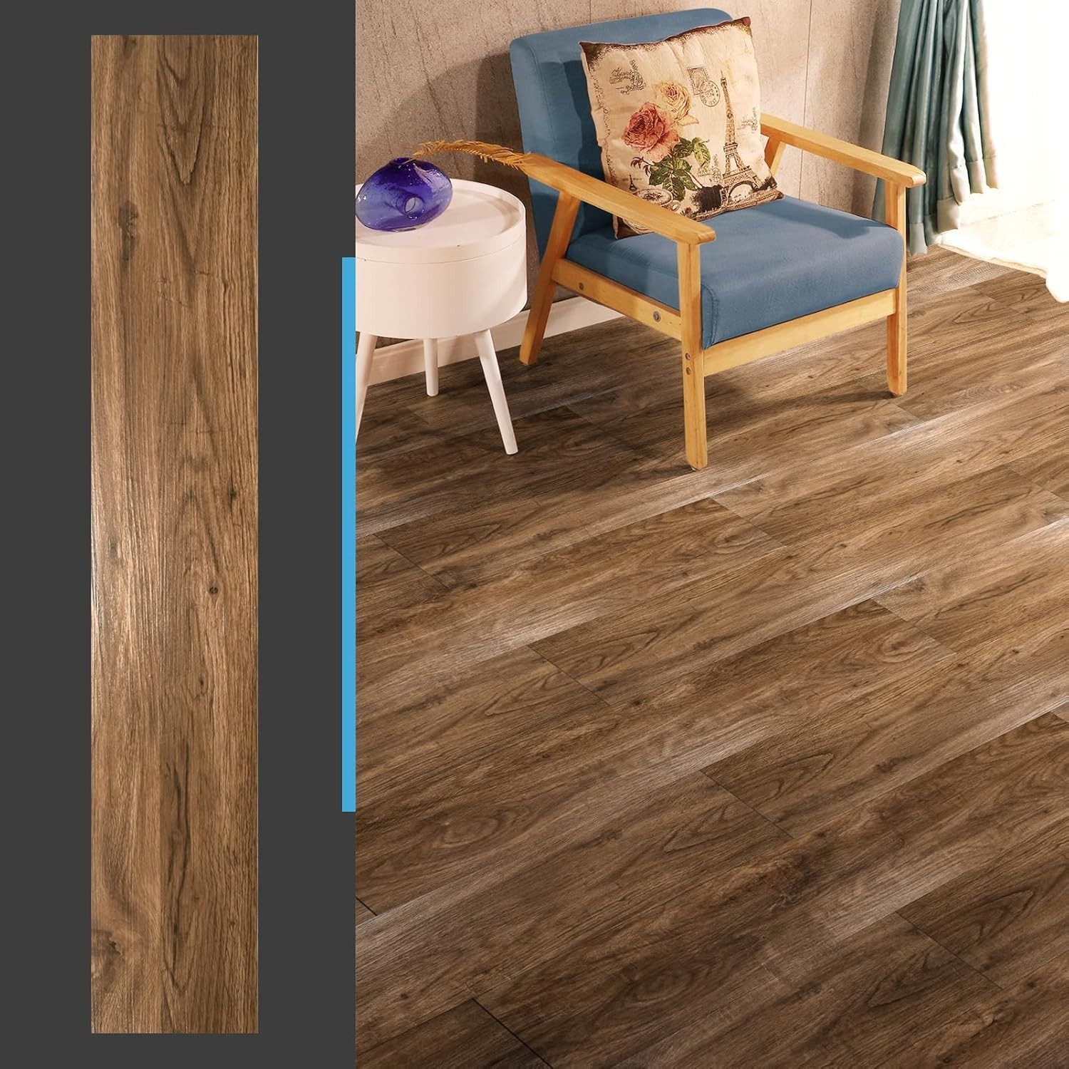 36-Pack 54 Sq.ft Peel and Stick Floor Tiles Vinyl Plank Flooring Wood Look, A…