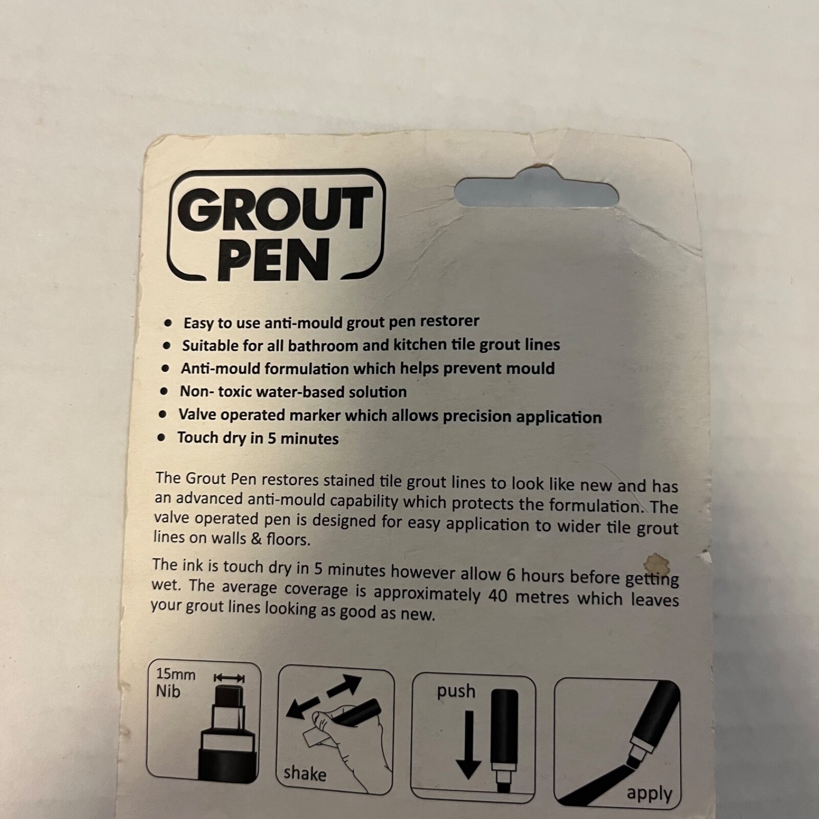 Grout Pen Ivory Tile Paint Marker: Waterproof Tile Grout Pen Wide Tip 15 mm NEW