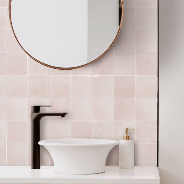 Zellige Temera Peel and Stick Backsplash Tiles Light Pink
