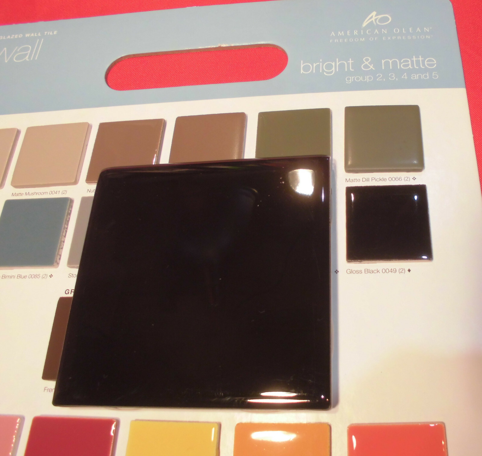1 pc. *Gloss Black* 4-1/4″ Ceramic Bullnose Tile by American Olean NEW MINT