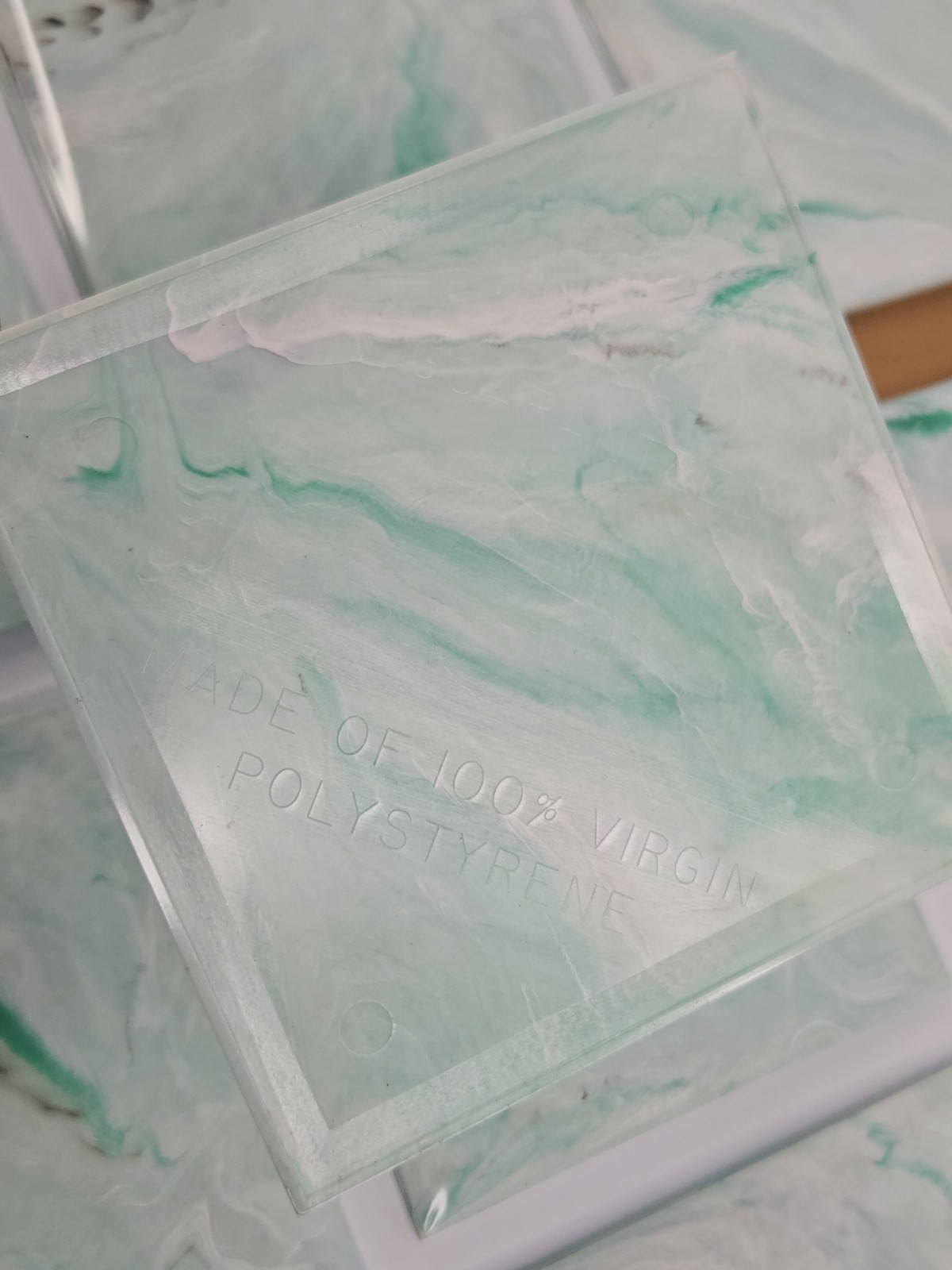 Vintage Polystyrene wall tiles green white marble swirl unbranded. 40 pack.