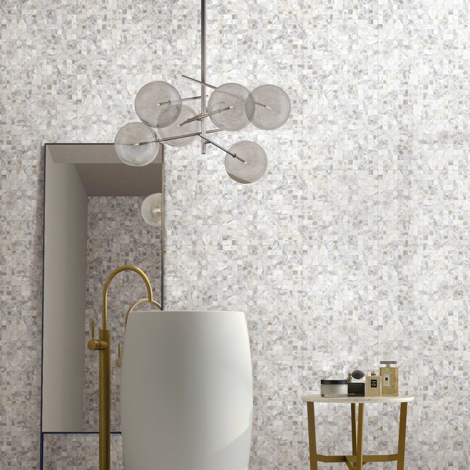 Jhana Tile Peel N Stick 3D Wall Decor Genuine Shell Mosaic, PSSM 101 Super White